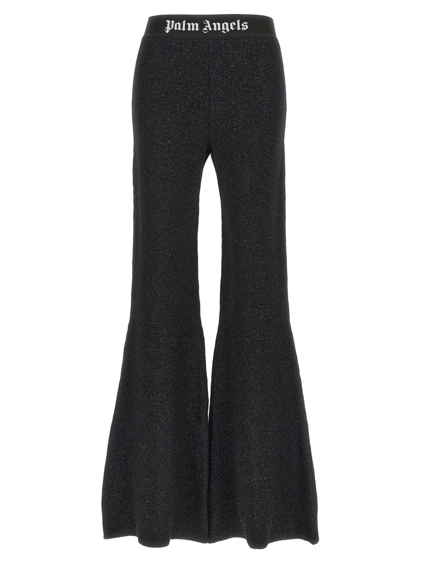 Shop Palm Angels Black Logo Tape Pants