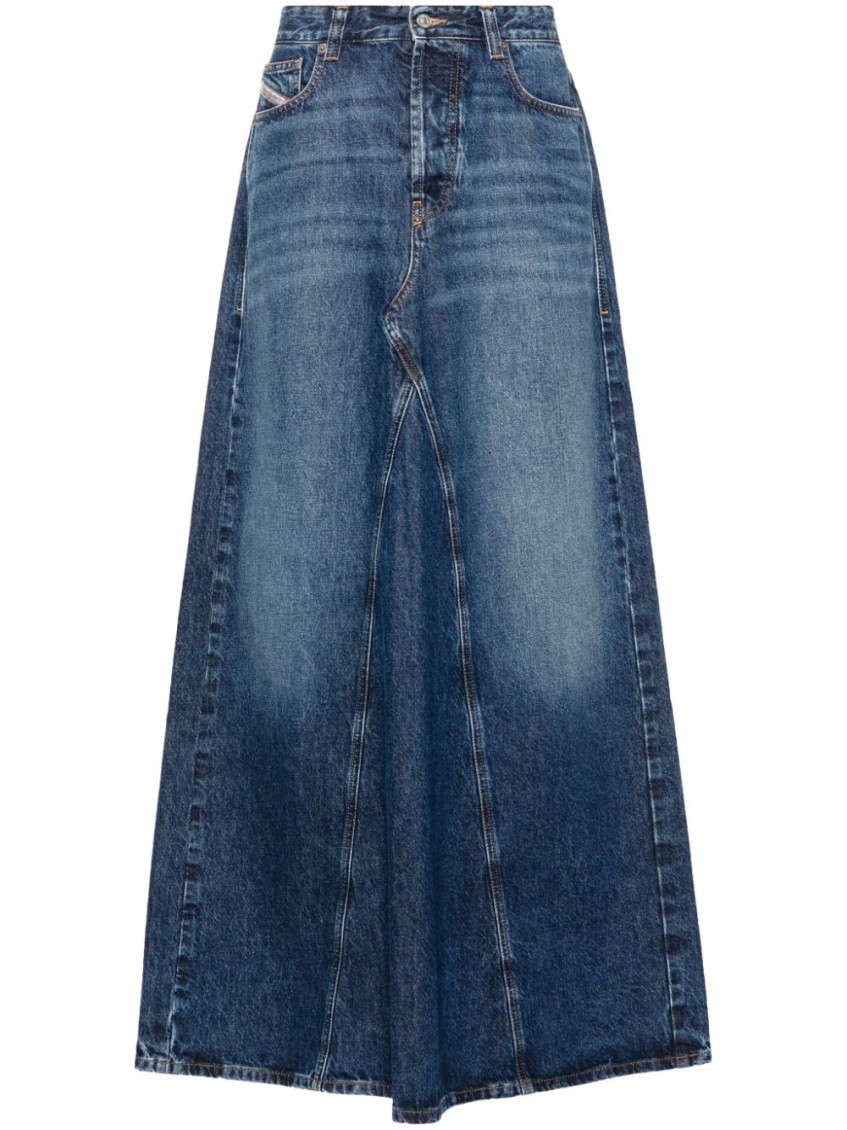 Shop Diesel Blue Long Denim Skirt
