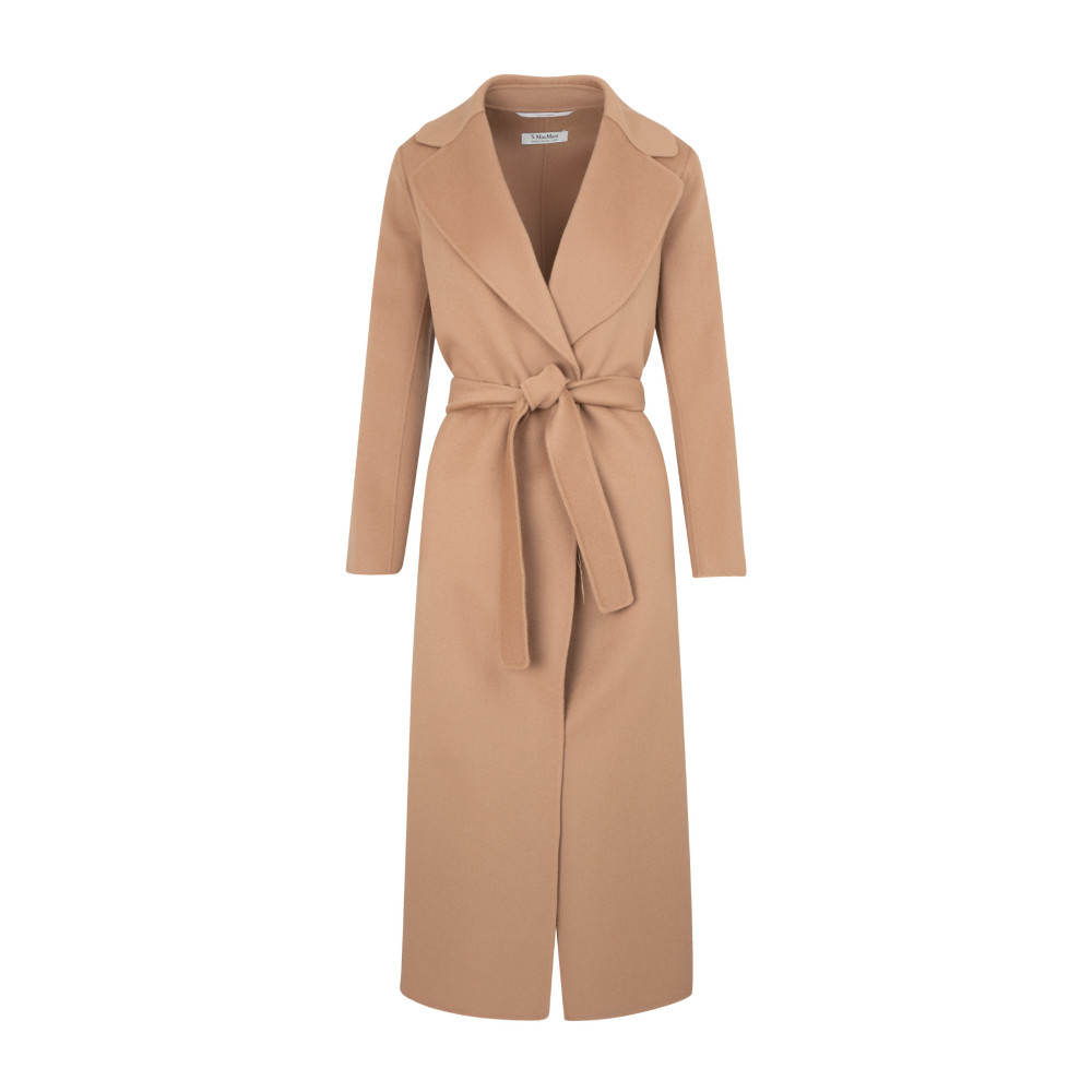 Max Mara Camel Wool Coat With Exaggerated Lapels In Brown