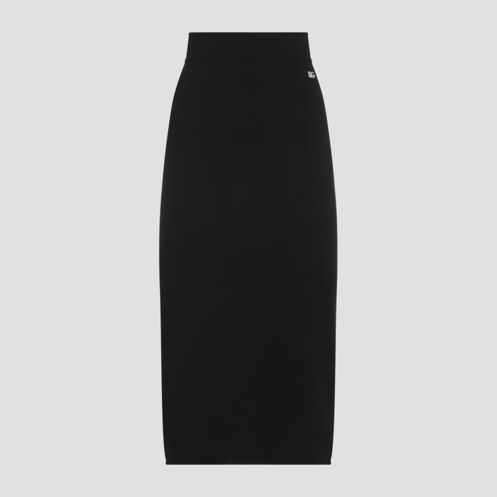 Shop Dolce & Gabbana Black Viscose Midi Skirt