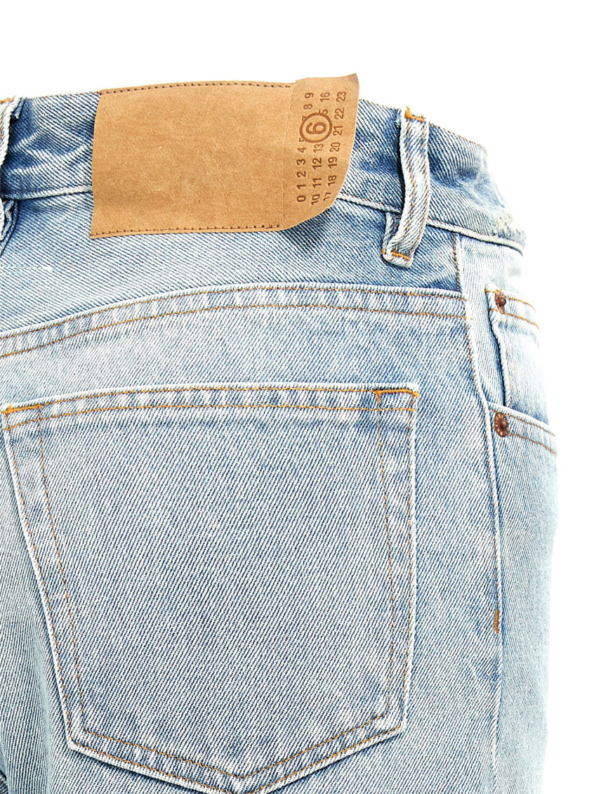 デニム・ジーパン MM6 MAISON MARGIELA Contrast insert jeans Light Blue MM6 Maison Margiela Light Blue Contrast insert jeans for