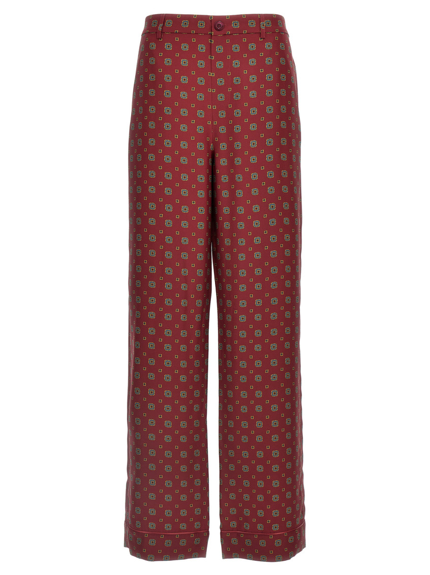 Shop Moschino Maroon Patterned Pants