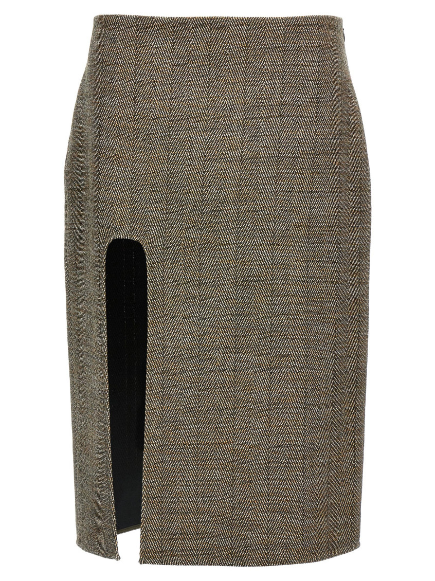 スカート STELLA MCCARTNEY Slit tweed skirt Brown 6301203EJ701 Stella McCartney Brown Slit tweed skirt for Women Online USA