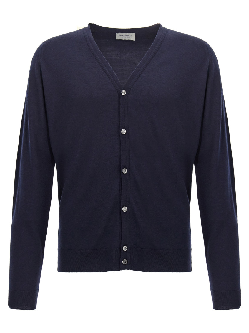 Shop John Smedley Blue Petworth Cardigan