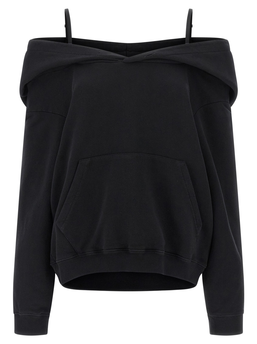Mm6 Maison Margiela Mm6 By Maison Margiela Off-the-shoulder Cotton Sweatshirt In Black