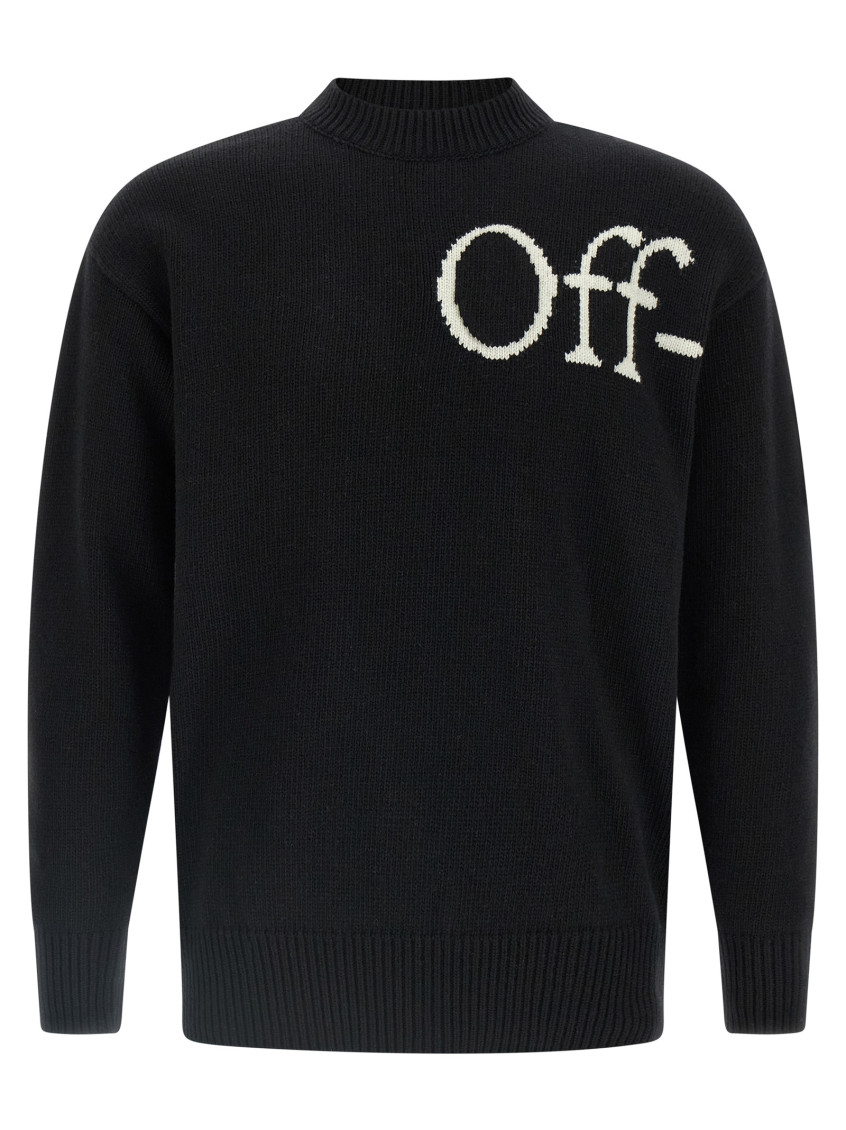 Off-white Cozy Knit Sweater Long Sleeves In Black