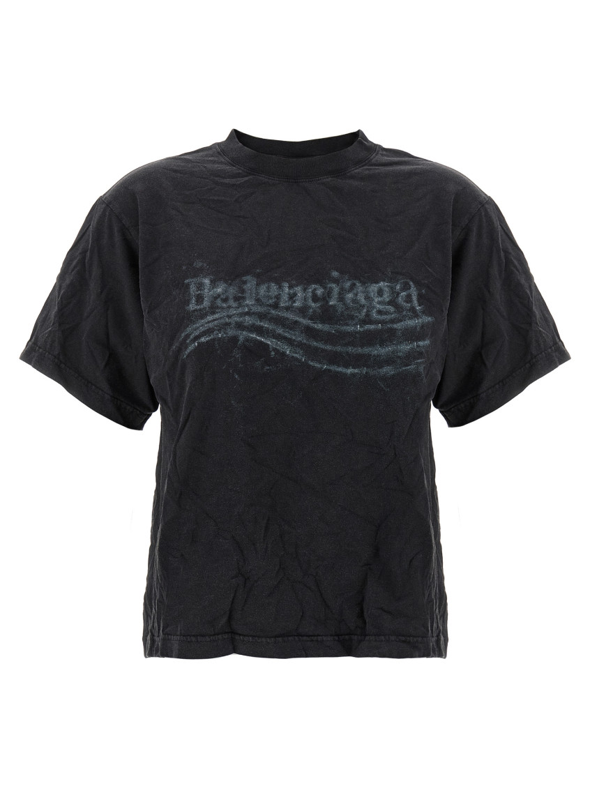 Balenciaga Black Washed Crayon Political T-shirt In Black