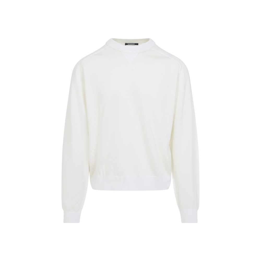 Jacquemus Brode Off White Merino Wool Pullover In White