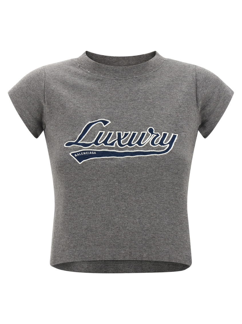 Balenciaga Casual Top With Short Sleeves And Print In Gray