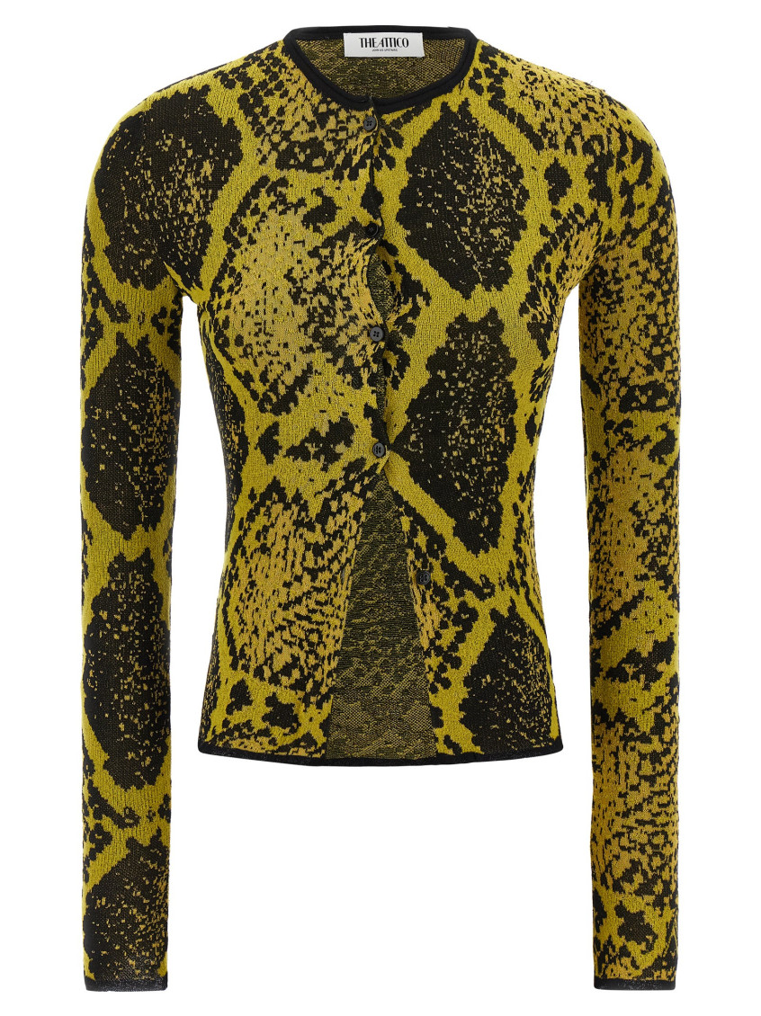 Attico Python Jacquard Cardigan Sweaters And Cardigans Yellow In Yellow