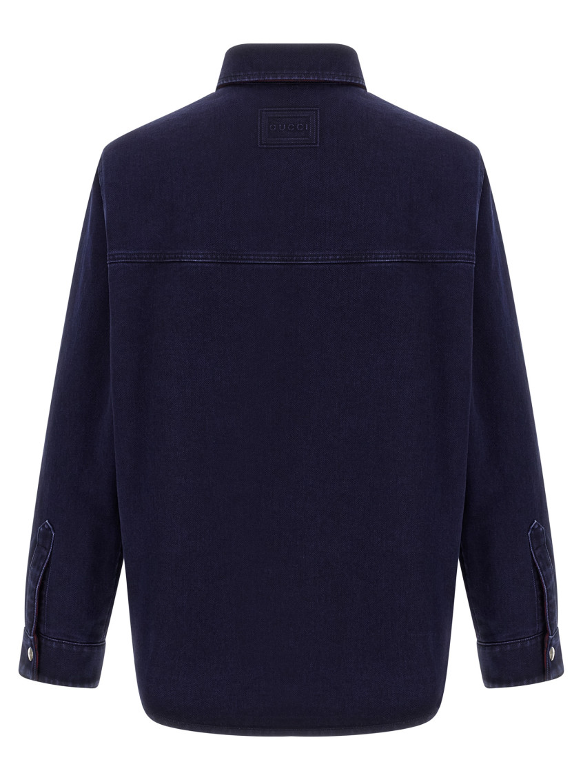 GUCCI 紺色長袖シャツ Gucci Blue Reversible Shirt for Men Online USA at Darveys.com