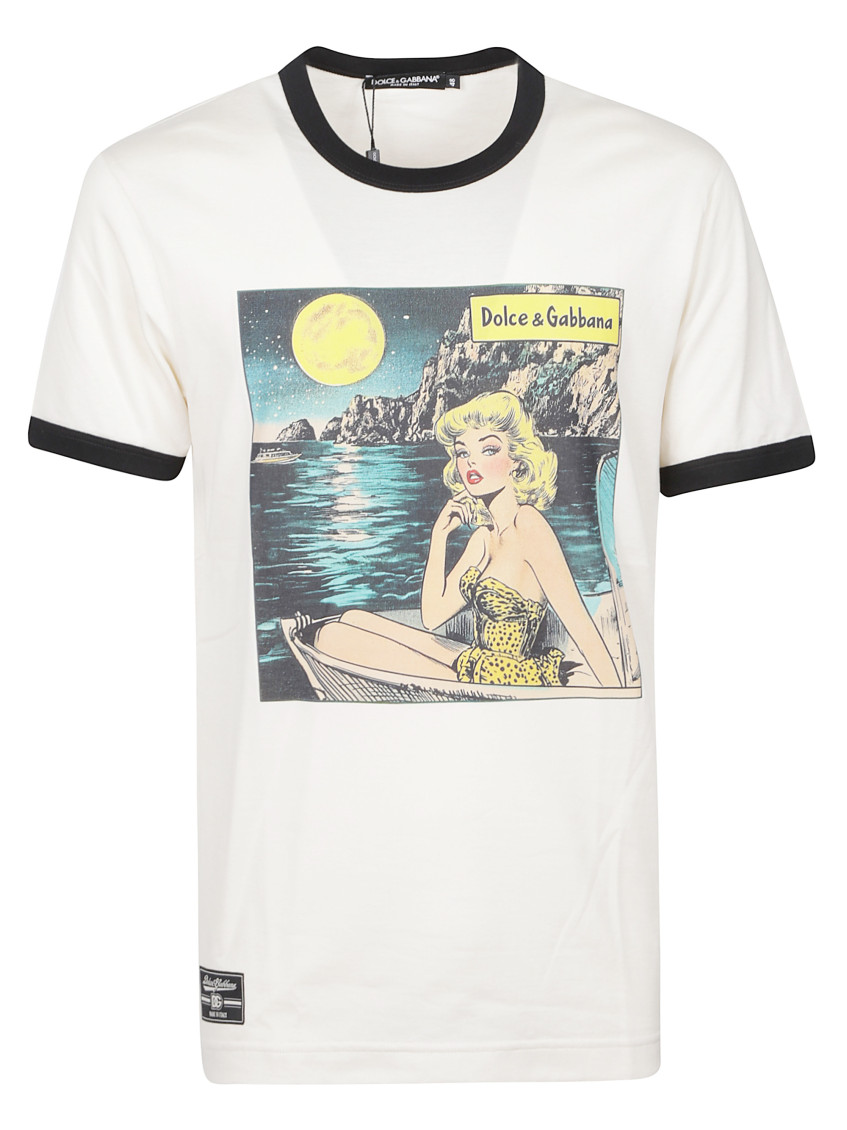 Dolce & Gabbana Men Short Sleeve T-shirt With Logo In White