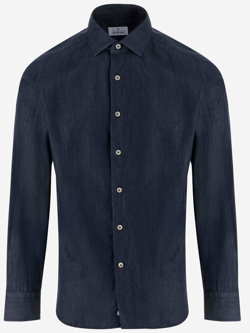 Alessandro Gherardi Dark Blue Classic Solid Shirt In Blue
