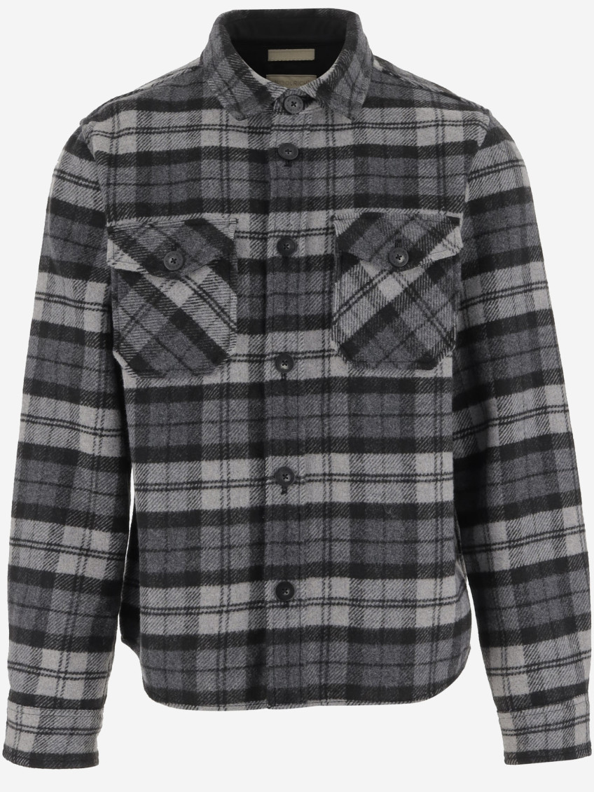 Woolrich Grey Check Print Shirt In Gray