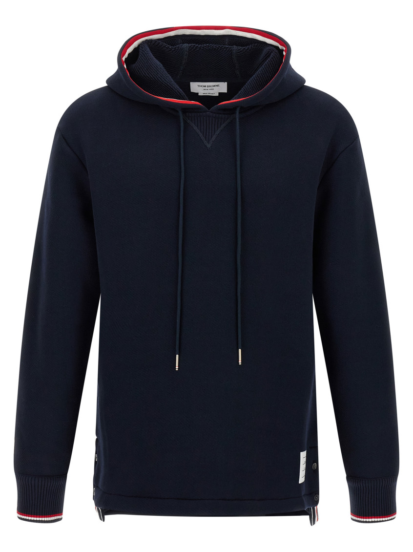 Thom Browne Oversized Hoodie Pullover With Rwb Tipping Stripe In Chunky Loopback Clothing In Black