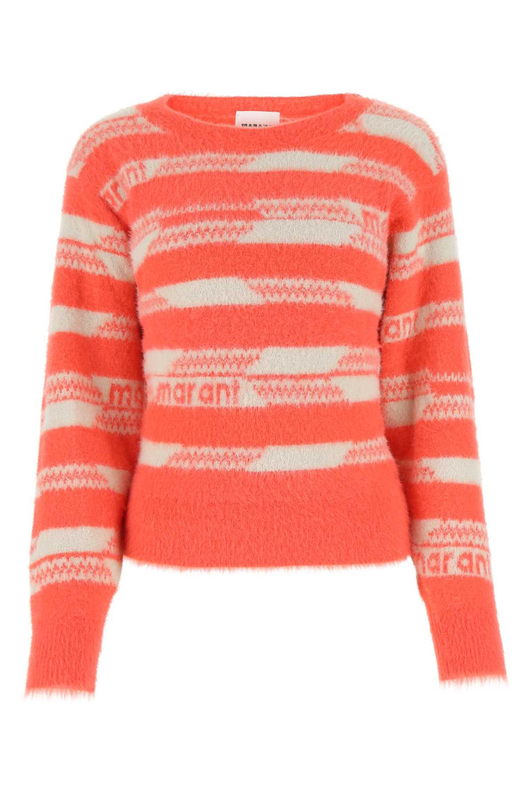 Isabel Marant Coral Embroidered Nylon Orson Sweater In Coral