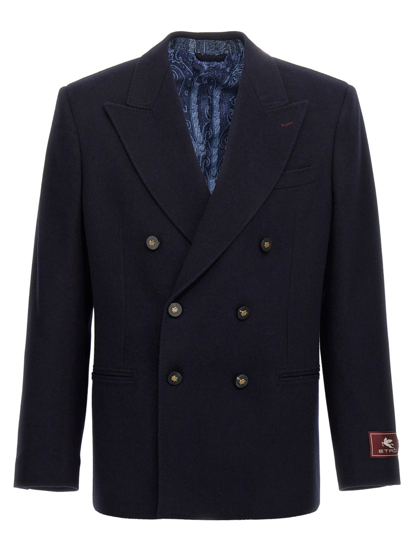 【送料&関税込】Etro Double Breasted Blazer ETRO Double-breasted cotton and wool-blend jacquard blazer
