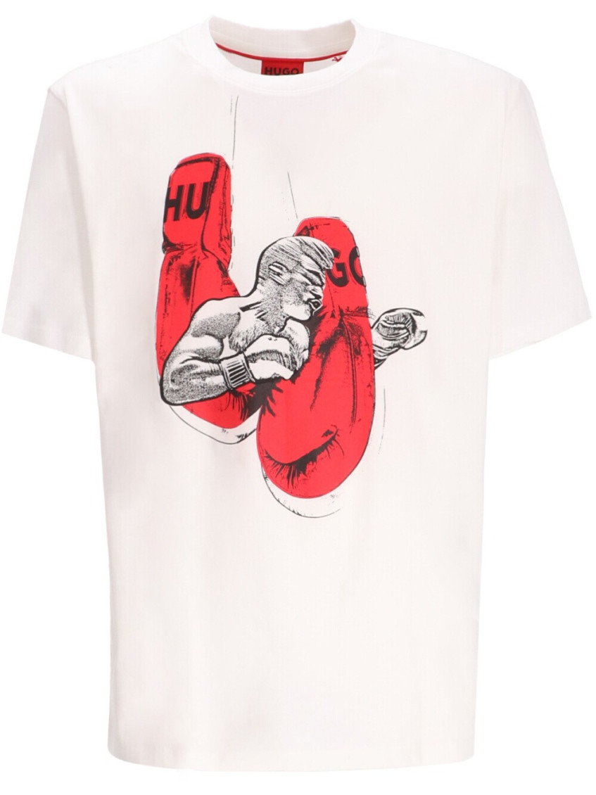 Hugo Boss Hugo Diboxer Crew Neck T Shirt White In White