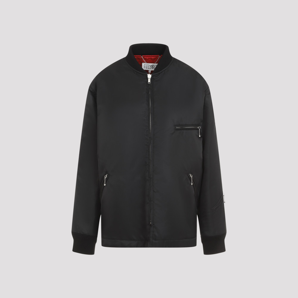 Shop Mm6 Maison Margiela Black Stand-up Collar Jacket