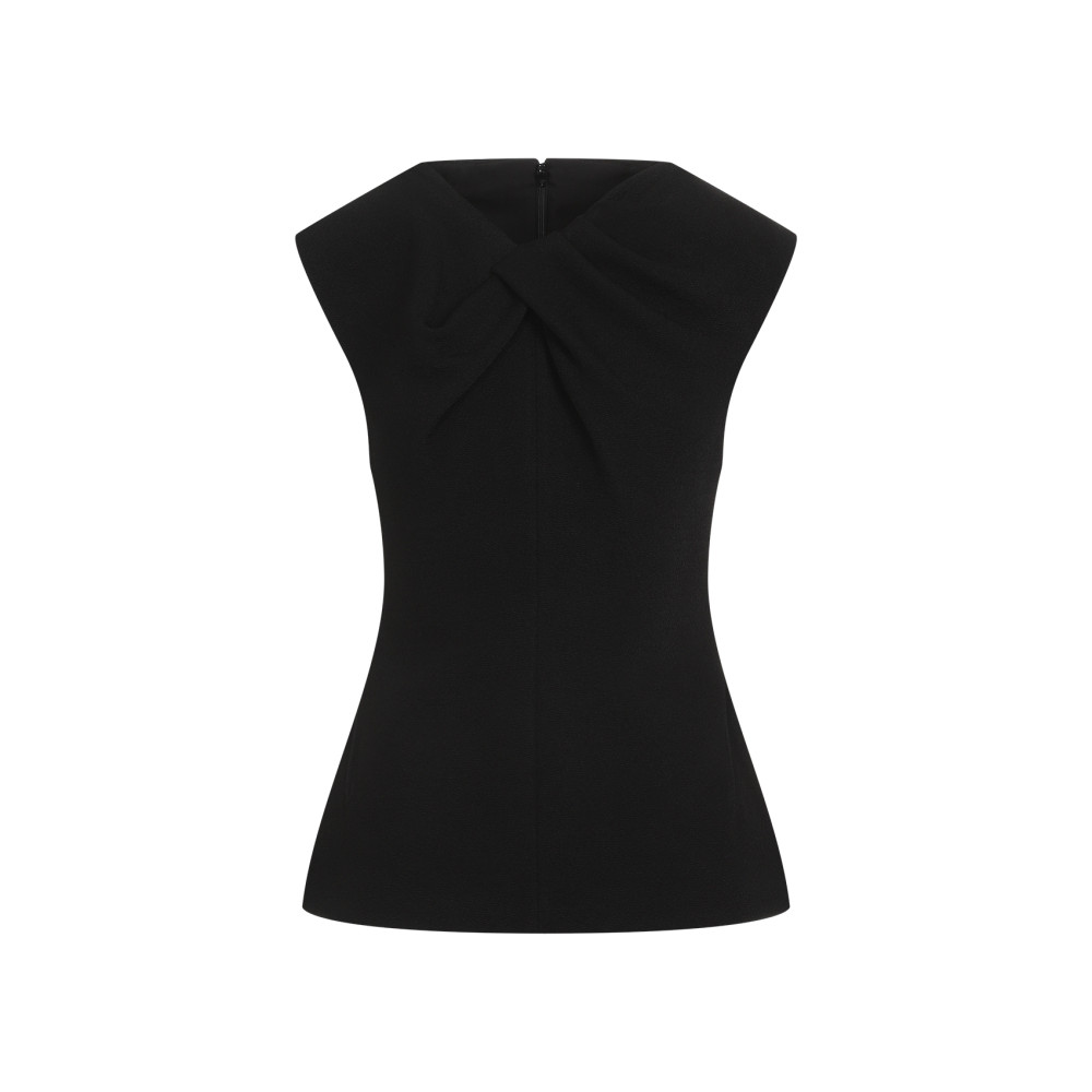 Jil Sander Sleeveless Pleated Neck Top In Black