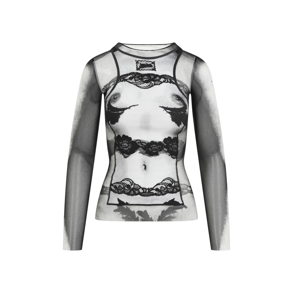 Jean Paul Gaultier Body Lace Mariniere Top In Multi
