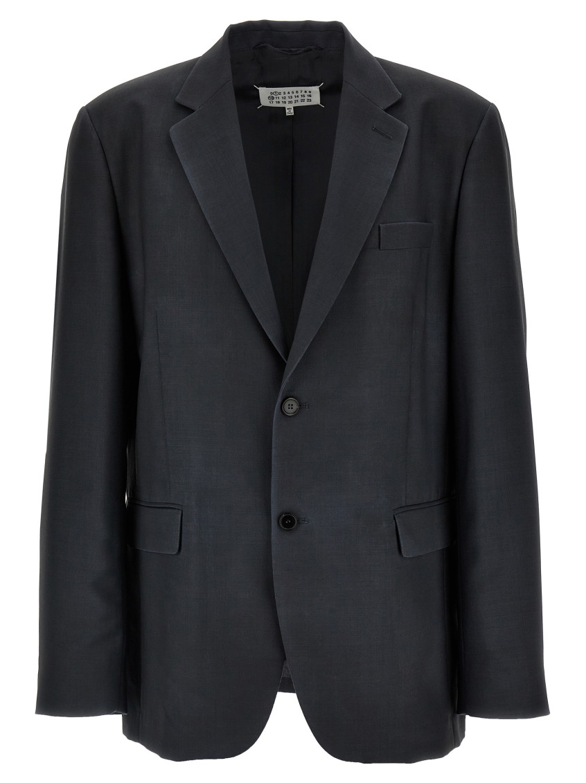 Maison Margiela Single-breasted Blazer With Button Cuffs And Pockets In Grey