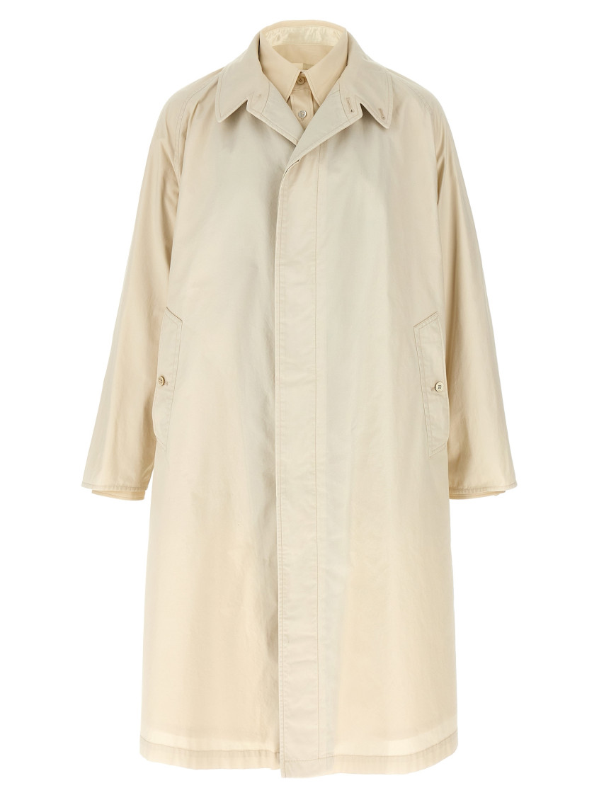Maison Margiela Cotton Trench Coat With Point Collar And Side Pockets In Multi