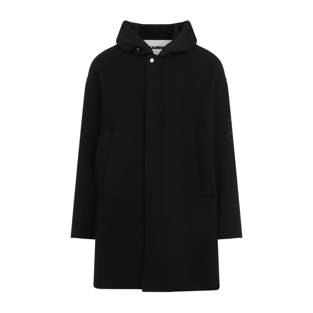Jil Sander Black Virgin Wool Parka In Black