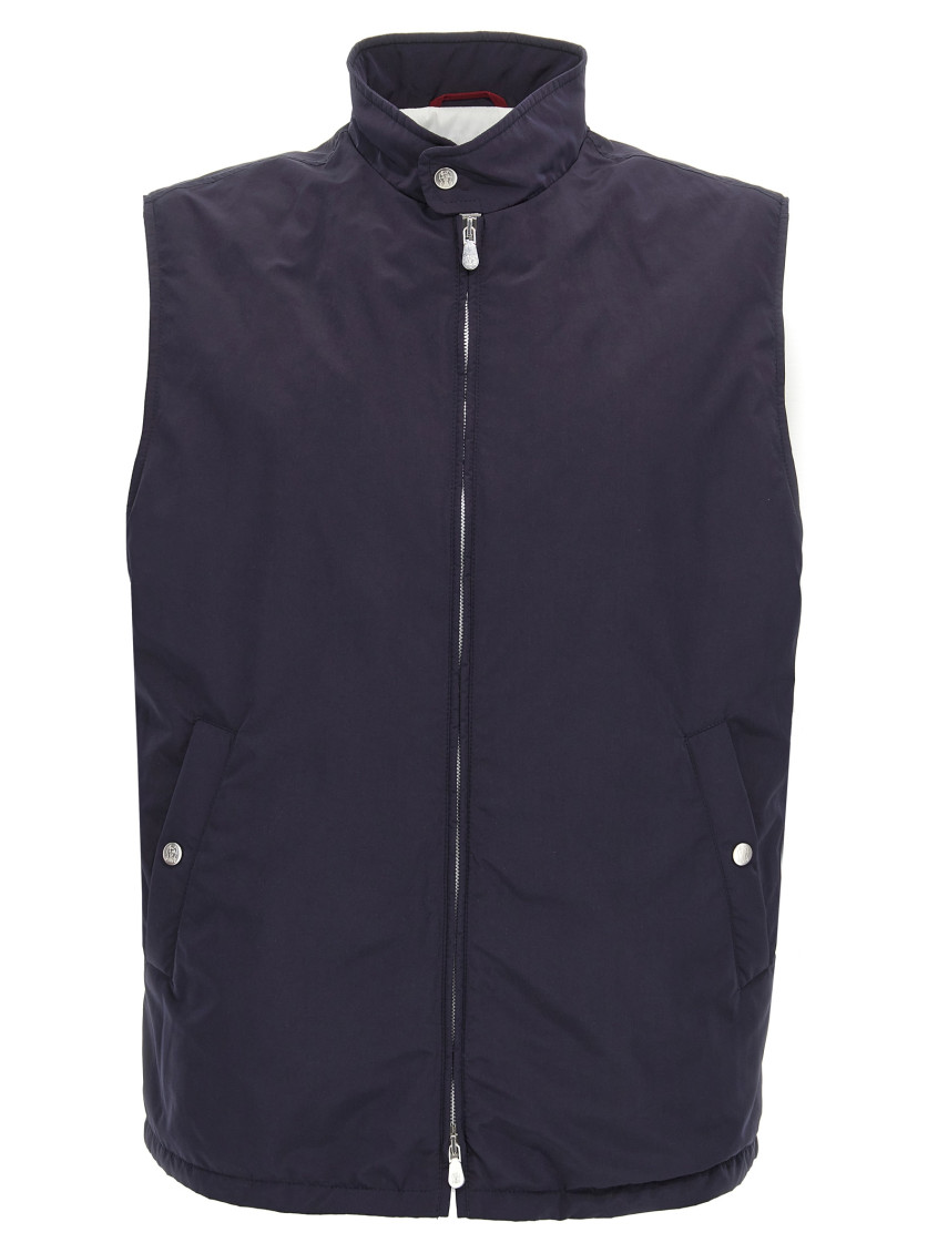 Brunello Cucinelli Water Resistant Nylon Vest In Blue
