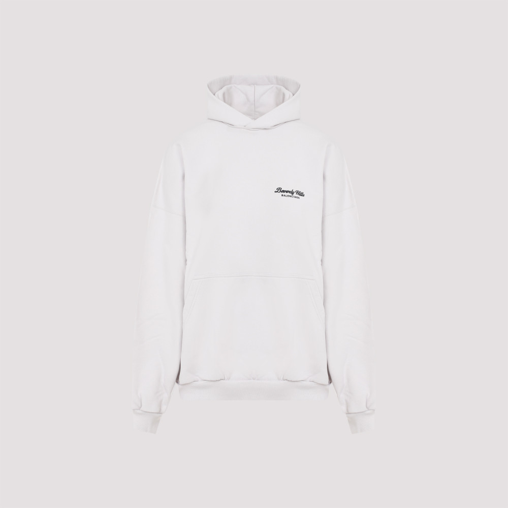 Balenciaga Off White Cotton Large Fit Hoodie In Off White