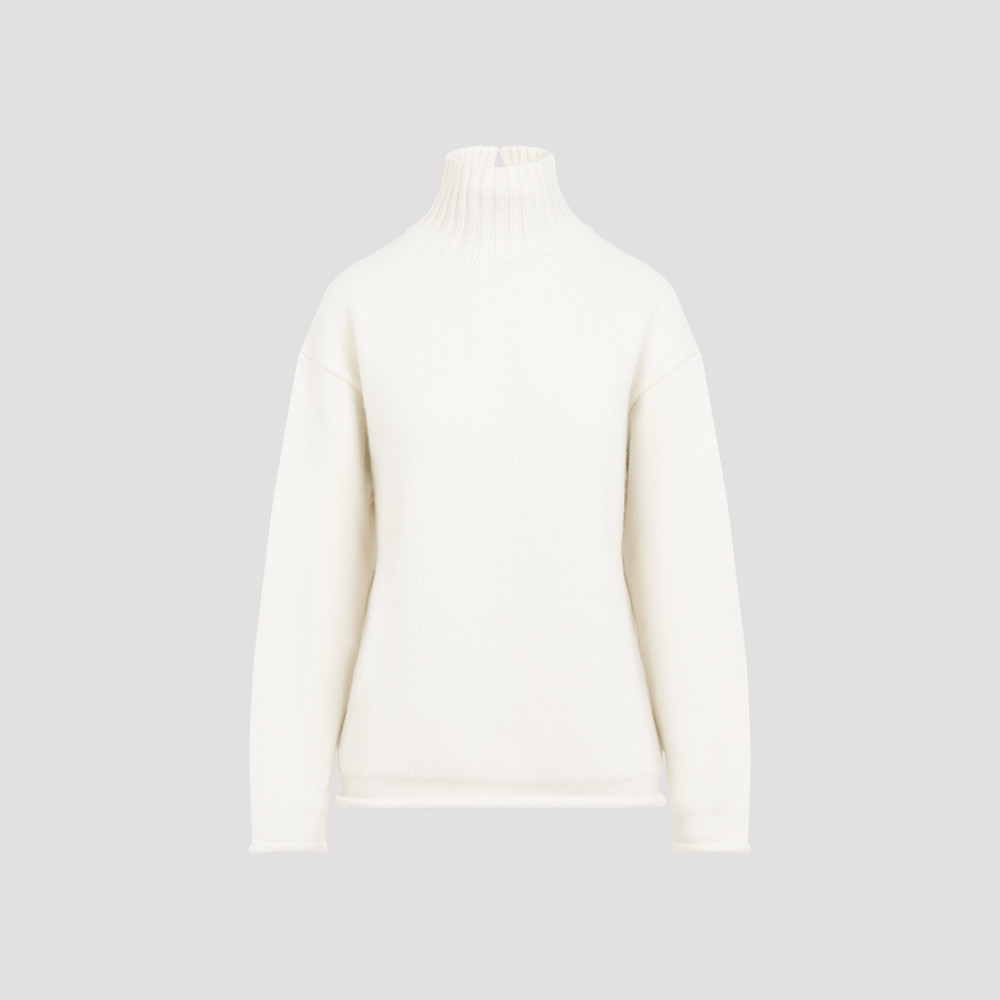 Bottega Veneta White Cashmere Turtleneck Jumper In White