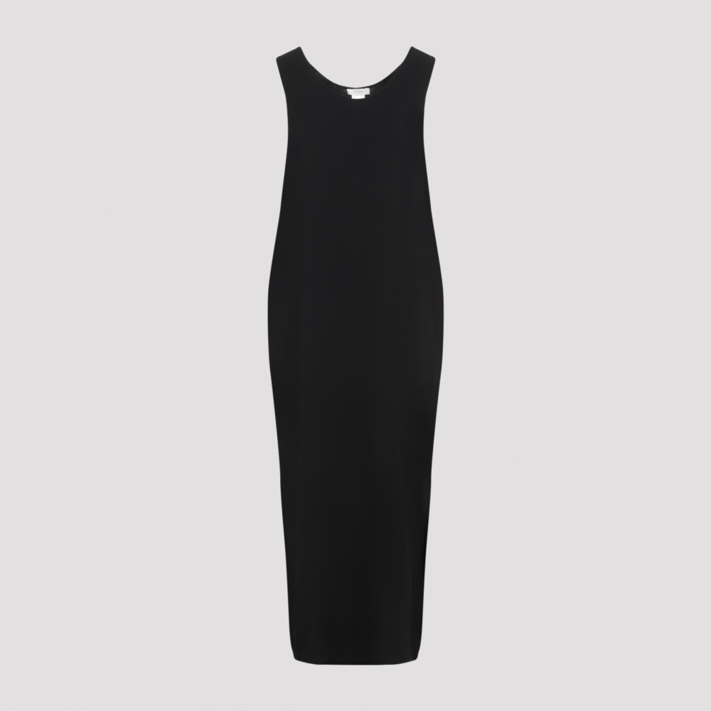 The Row Sleeveless Midi Dress With Viscose-polyester Blend In Black