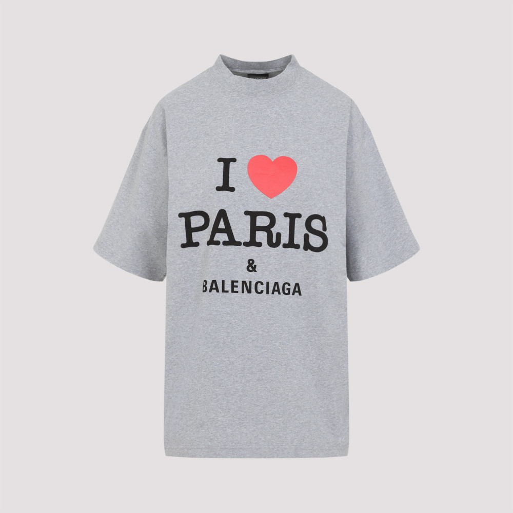 Balenciaga Grey Crewneck T-shirt With Maxi Logo Print On The Front In Cotton Woman In Grey