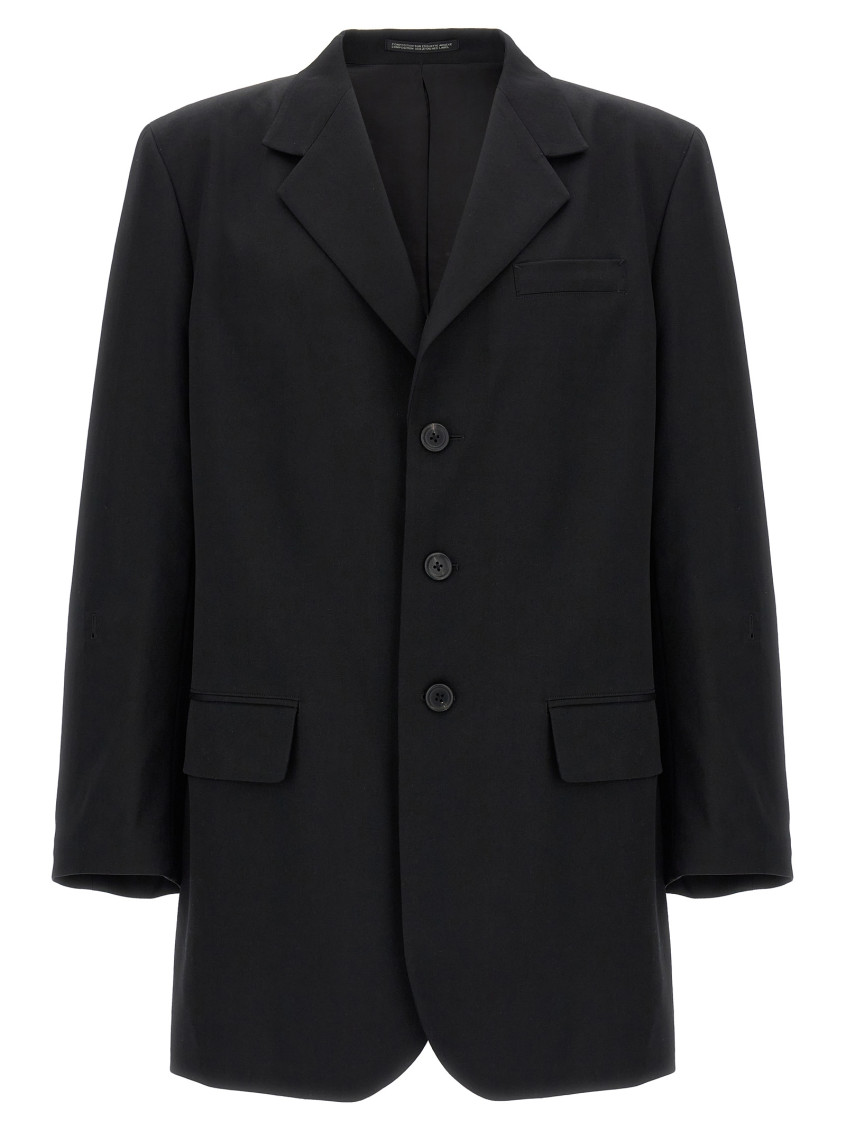 Yohji Yamamoto Single-breasted Blazer With Back Opening In Black