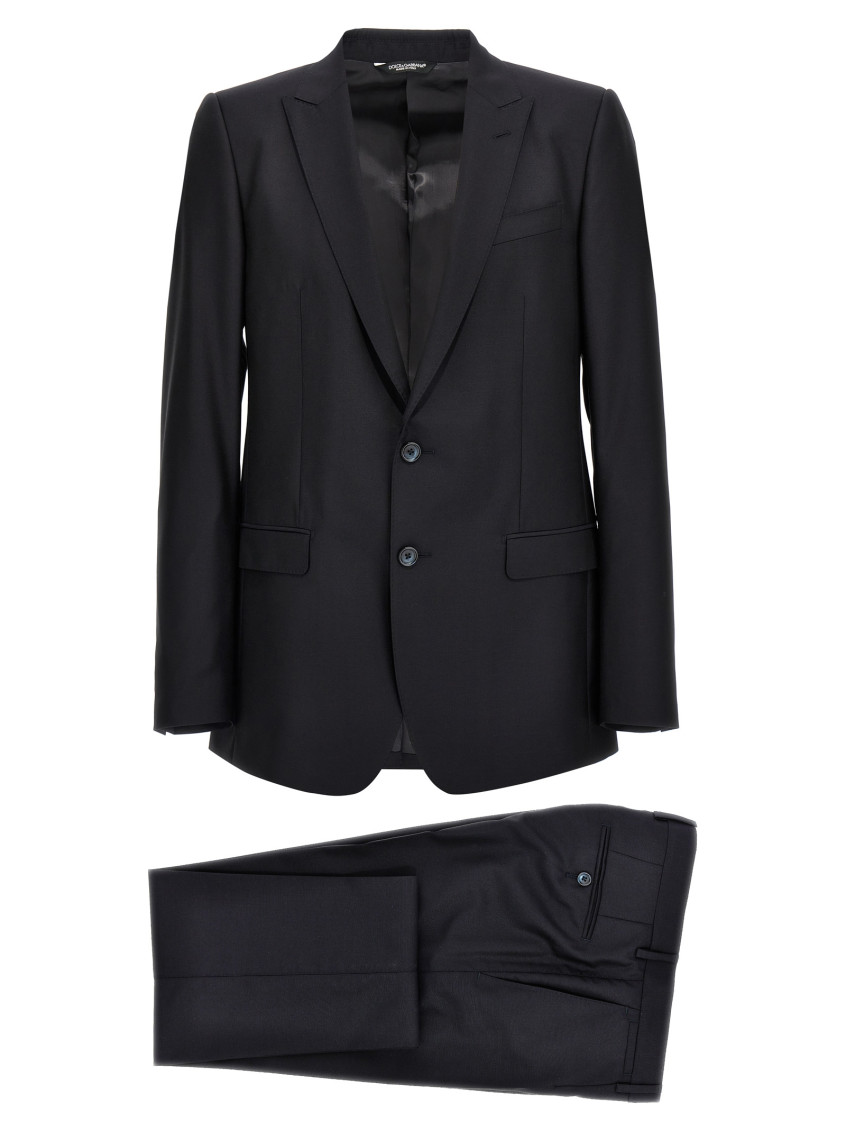 Dolce & Gabbana Black Three-piece Suit In Blue