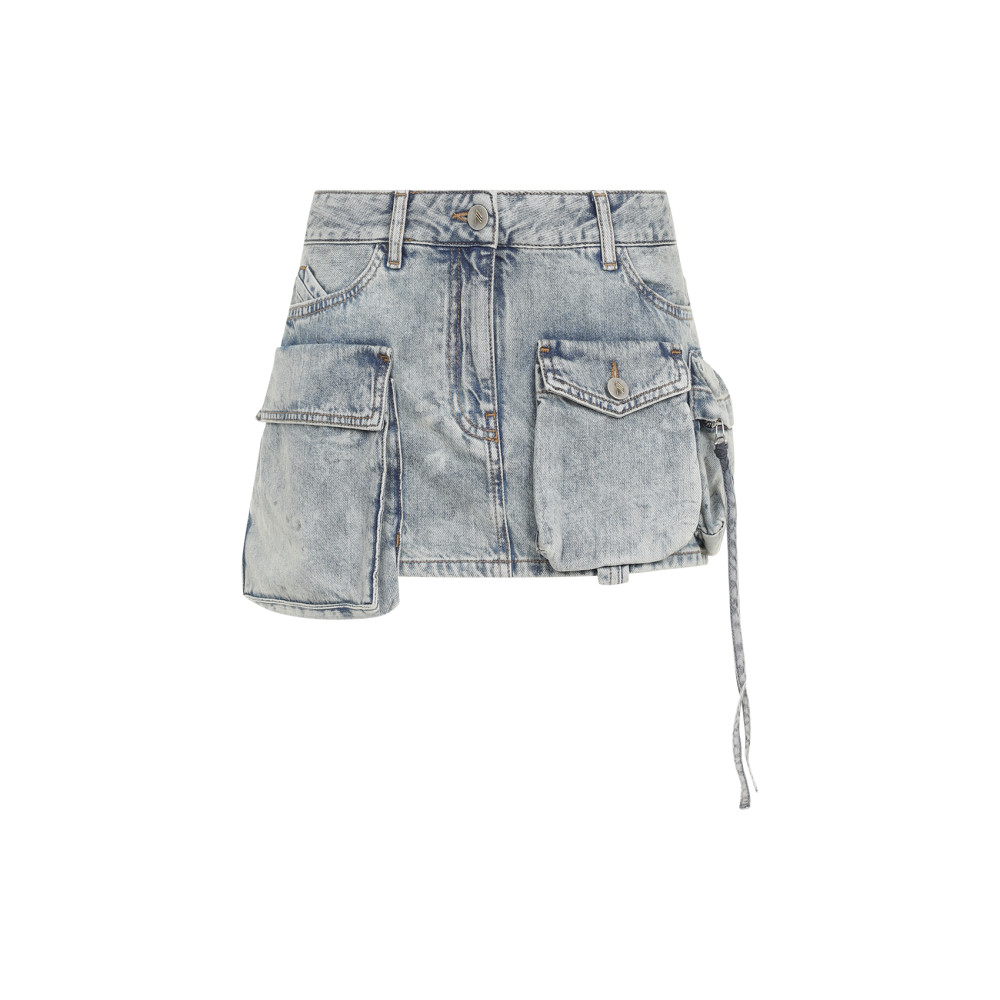 Attico Bleached Blue Fay Cotton Mini Skirt In Blue