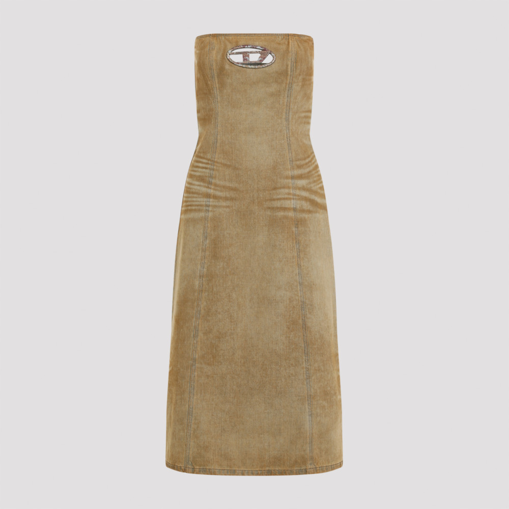 Diesel Brown De-vildress-fsf Cotton Midi Dress In Brown