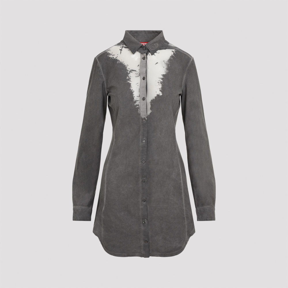 Diesel Abstract Print Asymmetric Hem Dress In Grey