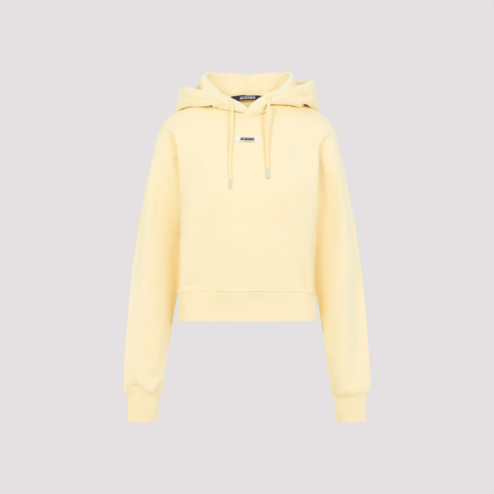 Jacquemus Cotton Hoodie With Drawstring Hood And Ribbed Details In Yellow