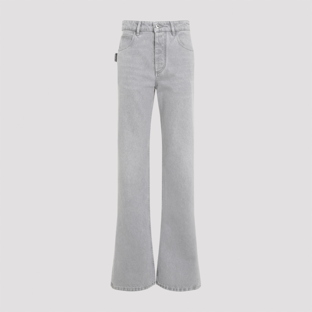 BOTTEGA VENETA LIGHT GREY WASHED FLARED DENIM JEANS