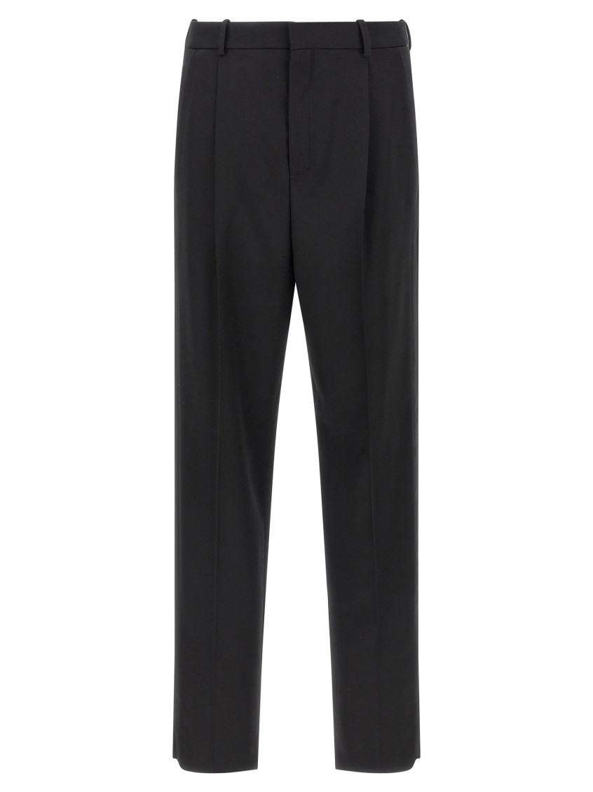 Saint Laurent Black Single Pleat Smoking Pant In Black