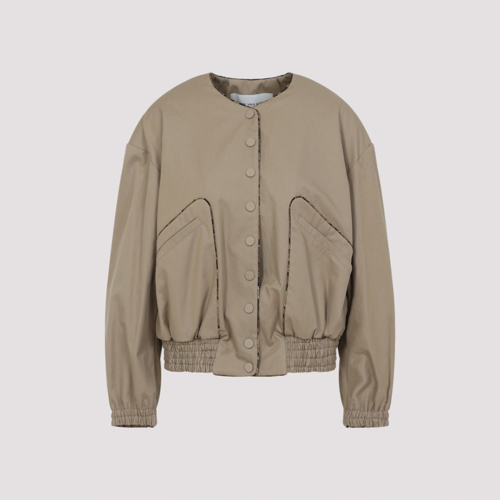 Dries Van Noten Beige Vadon Cotton Bomber Jacket In Beige