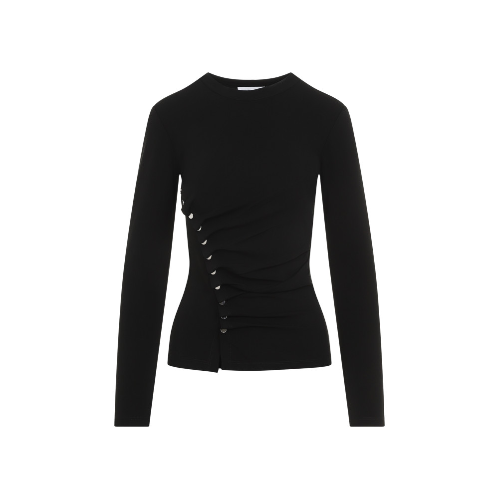 Rabanne Ruched Design Long Sleeves Top In Black
