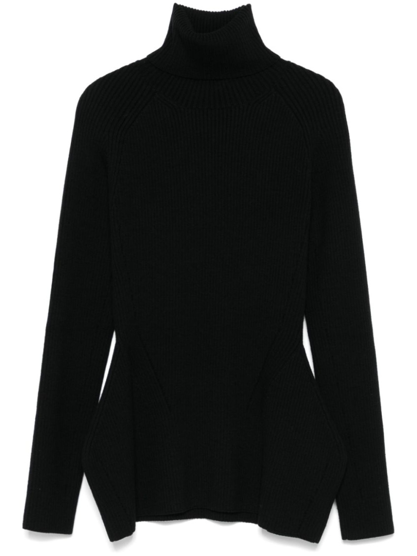 Junya Watanabe High Neck Wool Blend Knit Sweater In Black