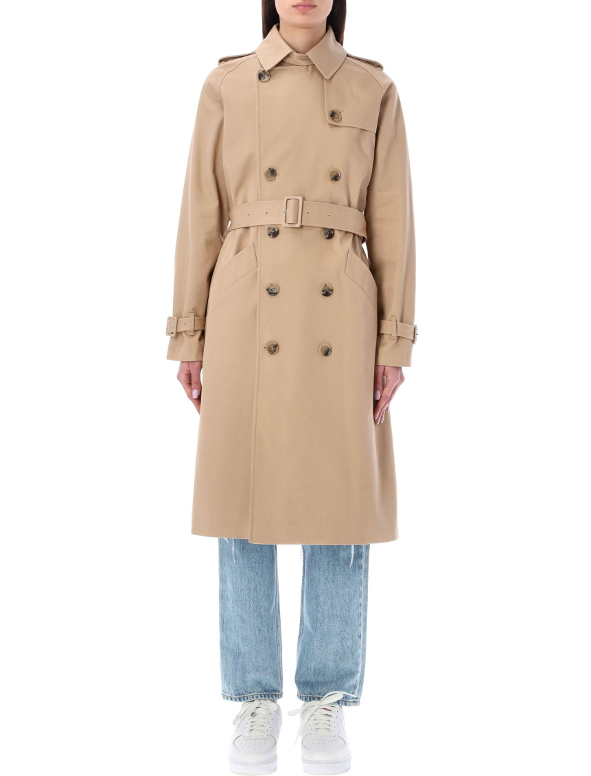Apc A.p.c. Greta Double-breasted Trench Coat In Beige