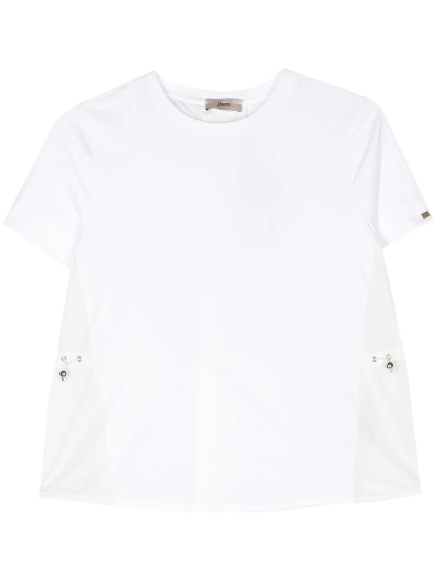 Herno T-shirt In Chic Cotton Jersey And New Techno Taffeta In White