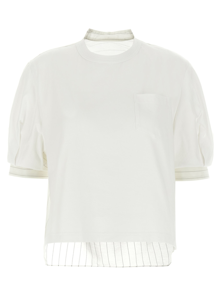 Sacai White Organza T-shirt In White