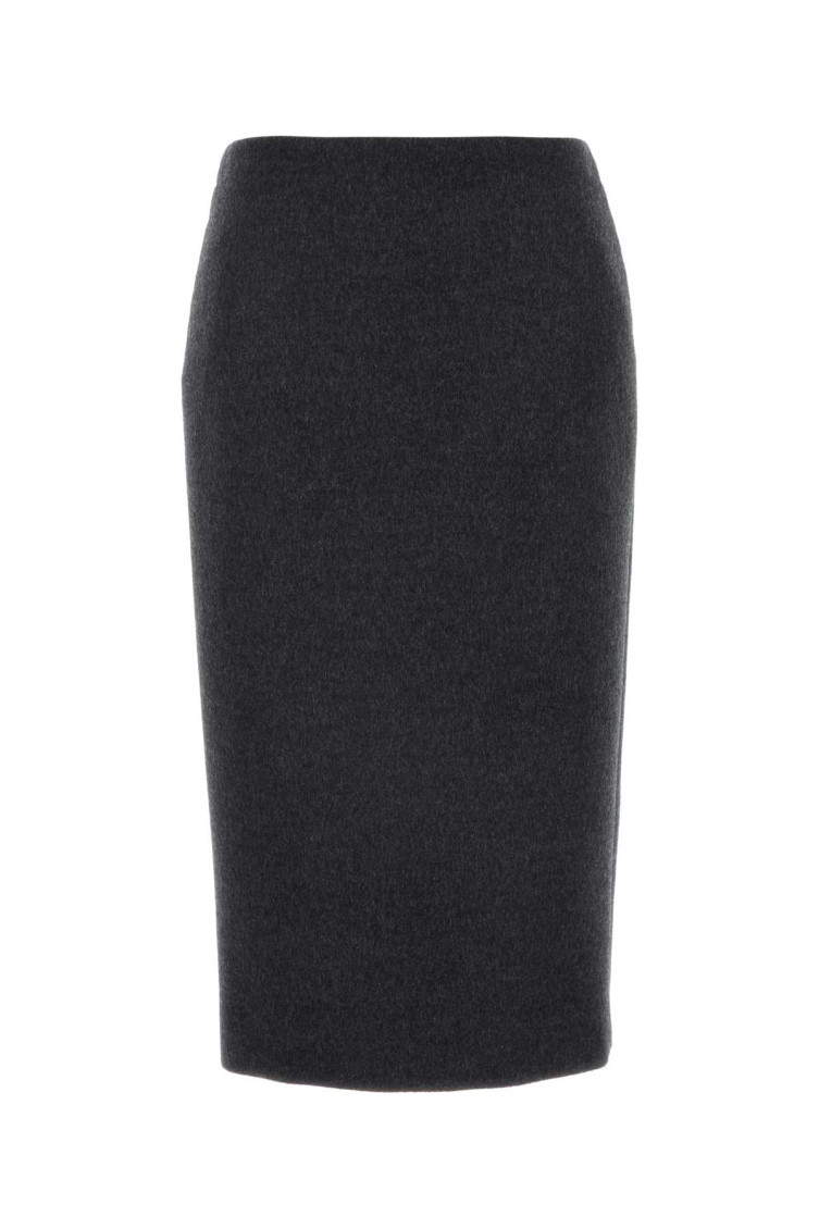 Gucci Dark Grey Embroidered Wool And Silk Skirt In Dark Grey