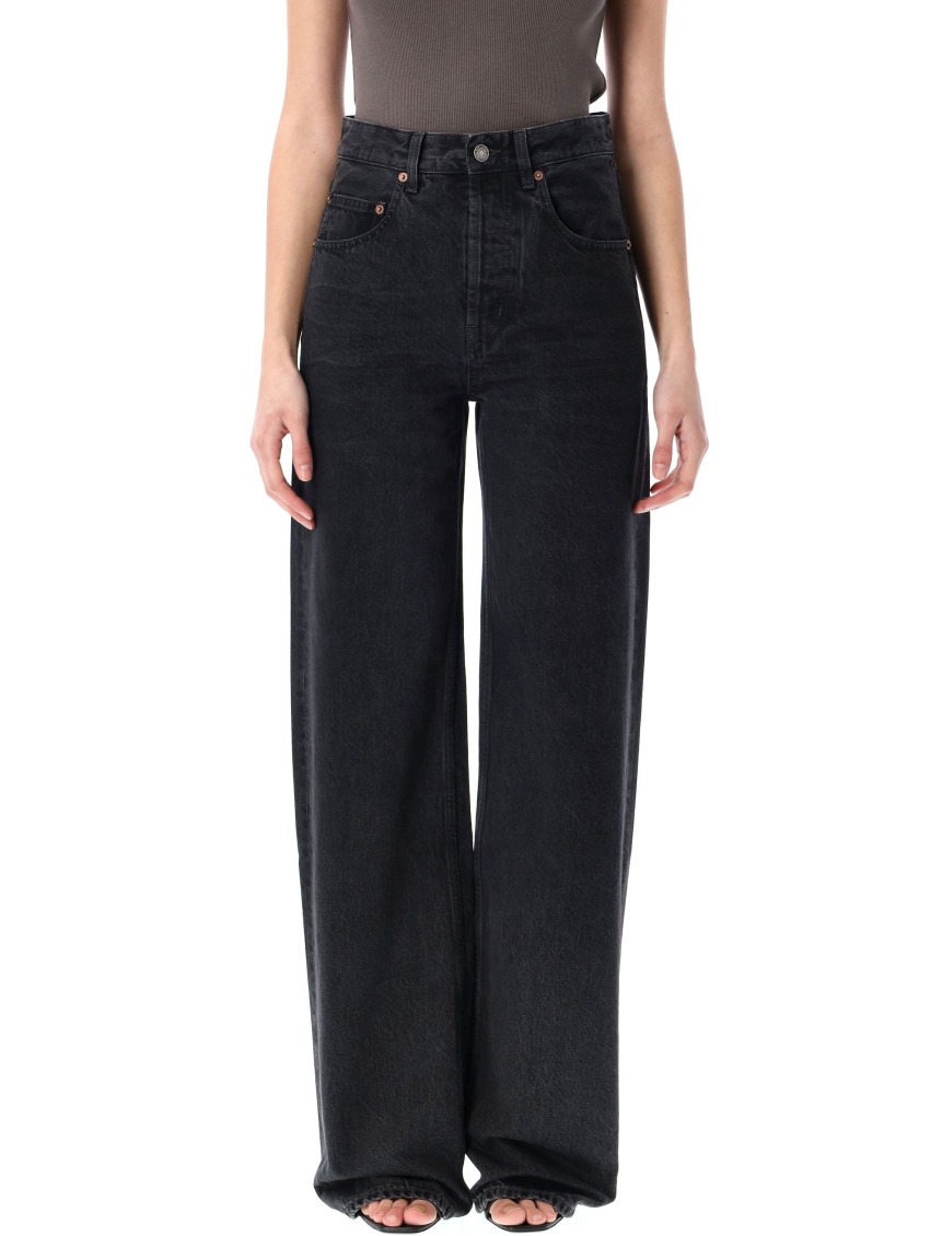 Saint Laurent Carrot-fit Jeans With A Washed Effect In Black