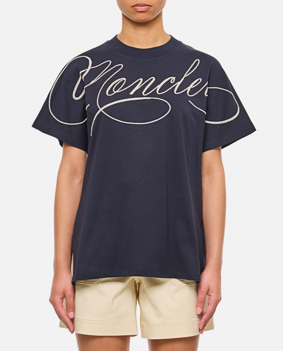 Moncler Navy Blue Crewneck T-shirt In Navy Blue